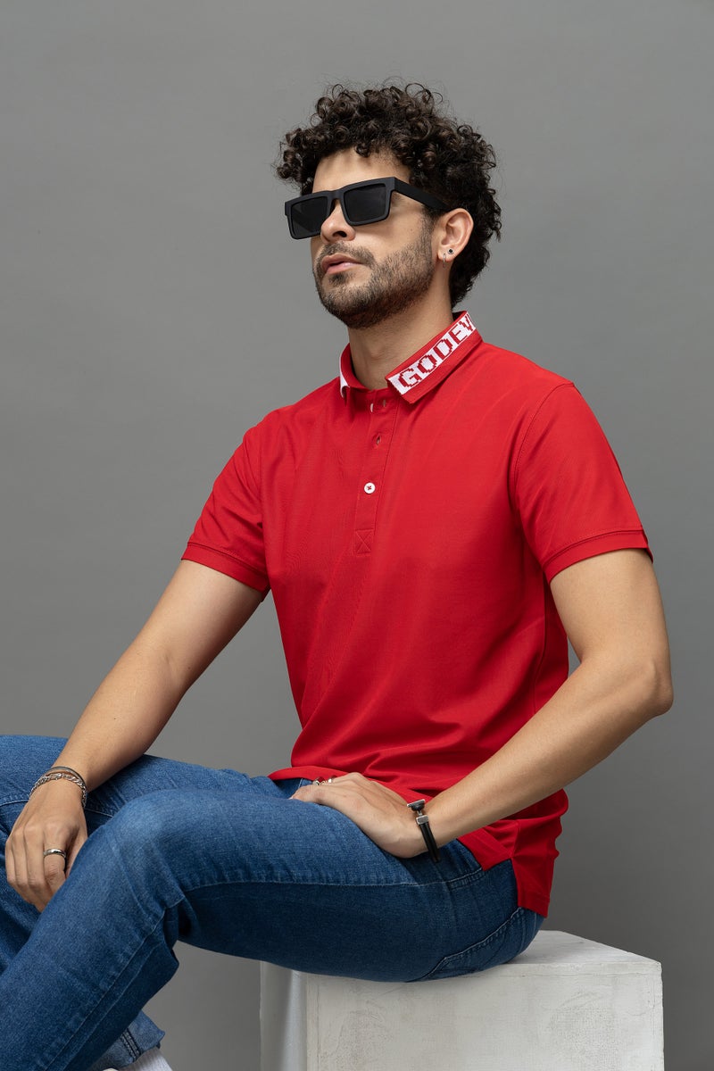 Go Devil Red Polo T-Shirt for Men - Image 4